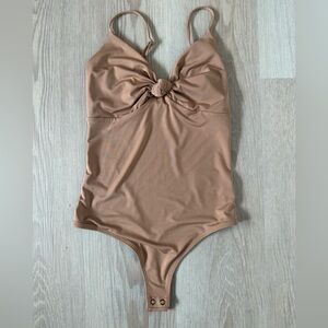 Express Tan Bodysuit with Knot Detail NWOT